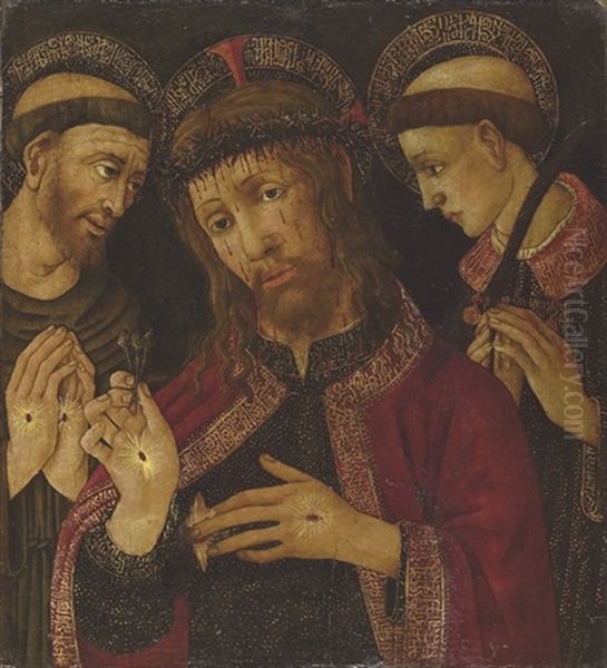 Christ As The Man Of Sorrows With Saint Francis Of Assisi And A Deacon Saint - view 1
