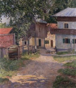 Hausergruppe Eines Bauernhofs by Lazar Mikhajlowitsch Diamant