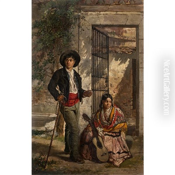 Jeunes Musiciens A L'oree D'une Maison - view 1