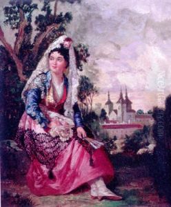 Woman In Fancy Dress by Francisco Diaz Carreno