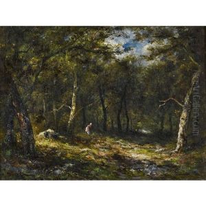 Reisigsammlerin Im Wald by Eugene Diaz De La Pena
