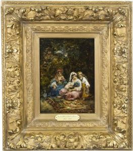 Baumbestandener Waldweg Unter Bew"lktem Himmel by Narcisse Virgile Diaz de la Pena