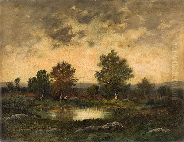 Landschaft Mit Bauerin Und Teich - view 1