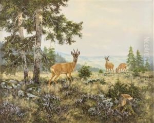 Rehe Am Waldrand by Erich Dichtl