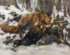 Fuchs Mit Auerhahn by Erich Dichtl