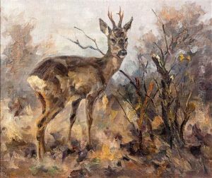 Rehbock In Landschaft by Erich Dichtl
