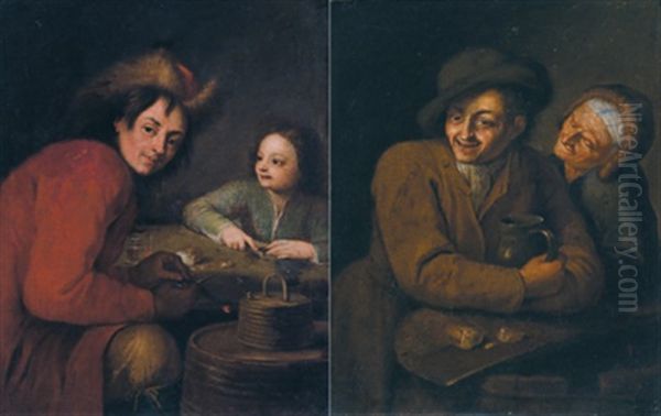 Wirtshausszenen Mit Jeweils Zwei Personen (pair) - view 1