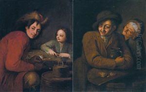 Wirtshausszenen Mit Jeweils Zwei Personen (pair) by Martin Dichtl