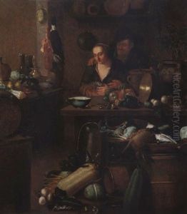 Kucheninterieur Mit Schakerndem Paar by Martin Dichtl