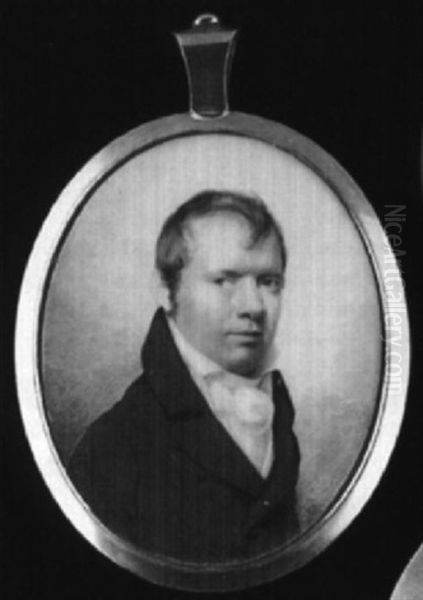A Gentleman With Auburn Hair And Side Whiskers Wearing Black Coat, White Waistcoat And Stock - view 1