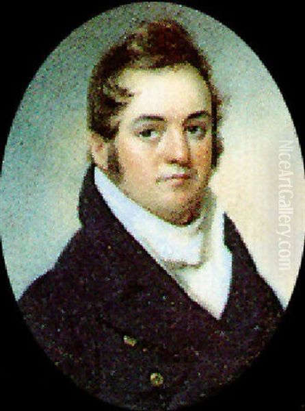 Captain Jonathan Hall, Wearing Blue Coat, White Waistcoat And Frilled Cravat - view 1