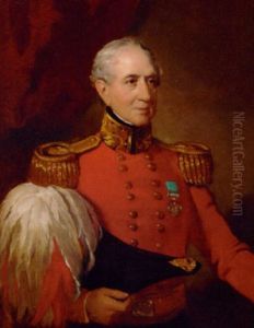 Portrait Of A Major-general In Uniform, With The Medal Of The Army Of India With The Ava Clasp by Lowes Cato Dickinson