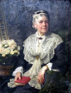 Portrait Of A Lady In A Lace Edged Dress by Frank Dicksee