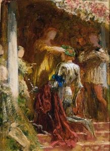 Victory, A Knight Being Crowned With A Laurel-wreath by Frank Dicksee