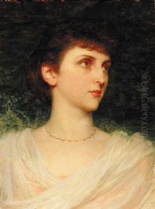 Portrait Of Maude Moore In A Pink Dress With White Shawl by Frank Dicksee