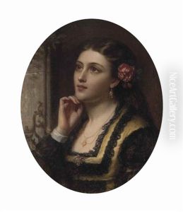 Her Eyes Are With Her Thoughts, But They Are Far Away by John Robert Dicksee