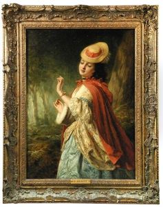 Portrait Of A Young Girl In A Sprigged Dress by John Robert Dicksee