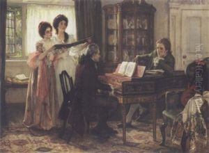 Sheridan At The Linleys by Margaret Isabel Dicksee