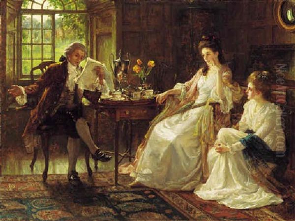 The First Audience: Oliver Goldsmith Reading She Stoops To Conquer To Little Comedy And The Jessamy Bride - view 1