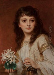 A Young Beauty Holding A Vase Of Orchids, 1886