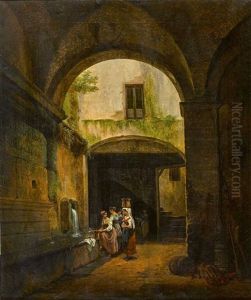 Les Blanchisseuses A La Fontaine by Francois Diday