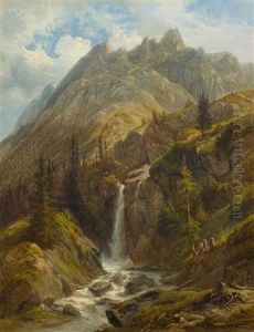 Rosenlaui Glacier Gorge With The Engelhorner In The Background by Francois Diday