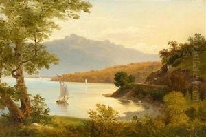 Swiss Lake Landscape, Probably A View From Meiringen Towards Lake Brienz by Francois Diday