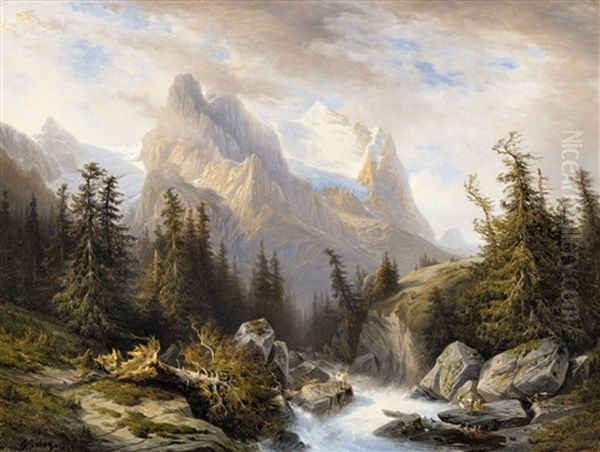 Mountainous Landscape With The Rosenlaui Glacier - view 1