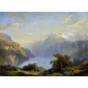 Der Vierwaldstattersee Mit Blick Auf Den Uri Rotstock by Francois Diday