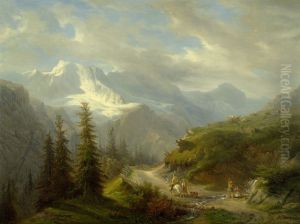 Blick Von Murren Gegen Die Ebenefluh by Francois Diday