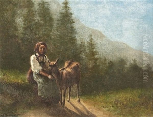 Une Petite Fille Et Une Chevre A Iseltwald - view 1