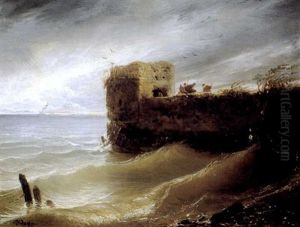 Scene De Tempete En Bord De Mer by Francois Diday