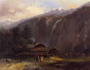 Ansicht Des Lauterbrunnentals Mit Dem Staubbachfall by Francois Diday