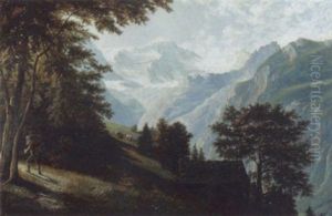 Sommerlicher Blick Auf Die Jungfrau Im Ewigen Eis by Francois Diday