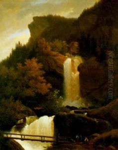 La Cascade Du Wandel Pres De Brienz by Francois Diday