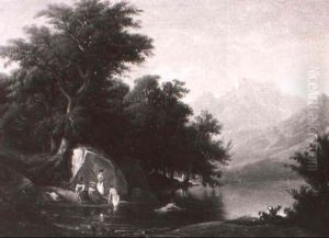 Baigneuses Au Bord D'un Lac by Francois Diday