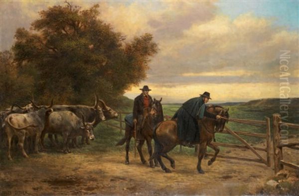 Troupeau Et Gardiens A Cheval - view 1