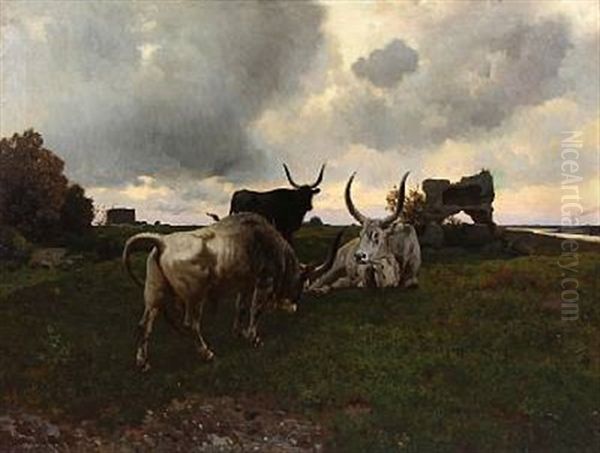 Landscape With Cattle On A Cloudy Day - view 1