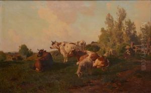 Berger Gardant Ses Vaches Et Ses Moutons Berger Gardant Ses Vaches Et Ses Moutons