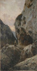 Betender Eremit Im Gebirge