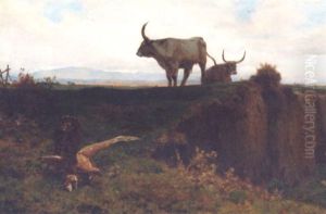 Buffalo In The Roman Campagna by Jules Didier