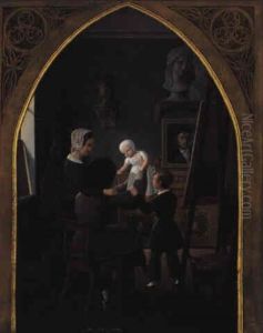 Der Maler Mit Seiner Familie Im Atelier