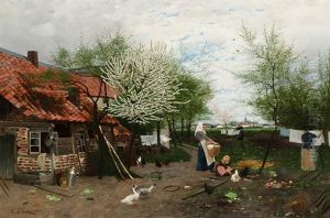 Apriltag - Geschaftiges Treiben Auf Dem Bauernhof Am Niederrhein by Harald Hugo Jacob Diecks