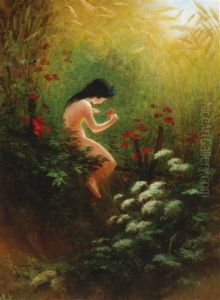 A Girl With A Flower by Karl Wilhelm Diefenbach