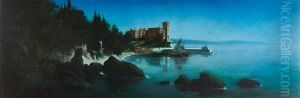 Blick Auf Die Adriakuste Mit Schloss Miramar Bei Triest by Karl Wilhelm Diefenbach