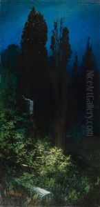Mondscheinlandschaft Auf Capri by Karl Wilhelm Diefenbach