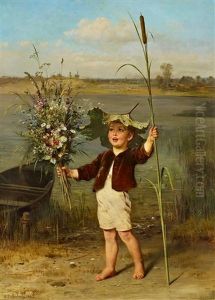 Kleiner Knabe Mit Grosem Blumenstraus by Anton Heinrich Dieffenbach