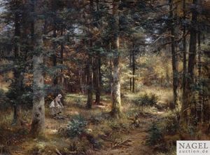 Waldinneres Mit Einer Reisigsammlerin by Anton Heinrich Dieffenbach