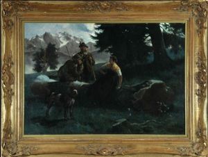 Mondnacht Auf Der Alm by August Wilhelm Dieffenbacher