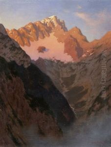 Sonnenaufgang Im Hollenthal An Der Zugspitze (aussicht Vom Hupfleitenjoch) by August Wilhelm Dieffenbacher